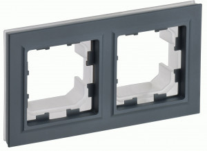 IEK BRITE Рамка СУ 2 мест. IP44 РУ-2-БрГ-44 графит BR-M22-44-K53
