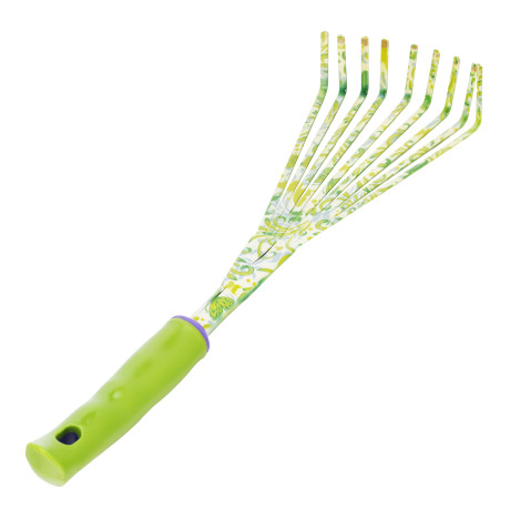 Грабли веерные 9 - зубые, 130 х 415 мм, стальные, пластиковая рукоятка, Flower Green, Palisad