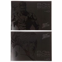 BY Русские Супергерои Альбом для рисования А4,40л. &quot;Графика&quot;, обл.картон, выб.УФлак,скр., 2 диз.