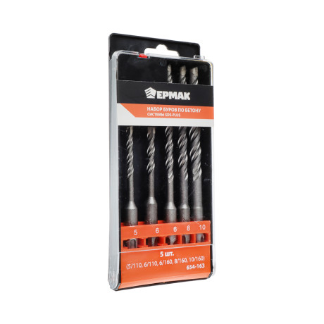 ЕРМАК Набор буров по бетону системы SDS-plus, серия MASTER 5 шт(5/110, 6/110, 6/160, 8/160, 10/160)