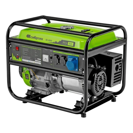 Генератор бензиновый БС-8000, 6,6 кВт, 230В, четырехтактный, 25 л, ручной стартер Сибртех