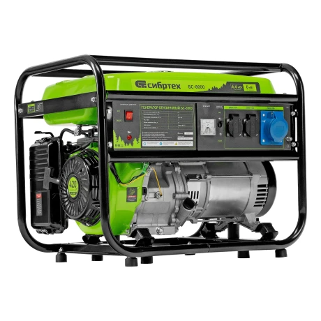Генератор бензиновый БС-8000, 6,6 кВт, 230В, четырехтактный, 25 л, ручной стартер Сибртех