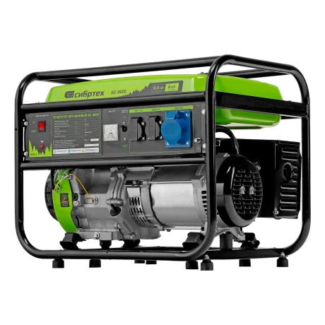 Генератор бензиновый БС-8000, 6,6 кВт, 230В, четырехтактный, 25 л, ручной стартер Сибртех