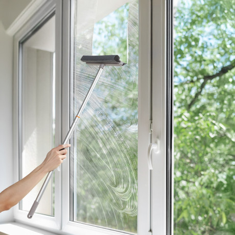 VETTA Окномойка с телескопической ручкой 111см, с резин.держателем, серая, арт.KFC010