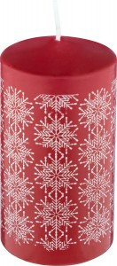 Свеча Deco Christmas 50х100 мм Новогодние снежинки (белые на бордовом) Волшебная страна