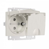 Werkel мех. роз. СУ 2 мест. 16A земля шторки крышка IP44 (перлам. рифл.) W1172213