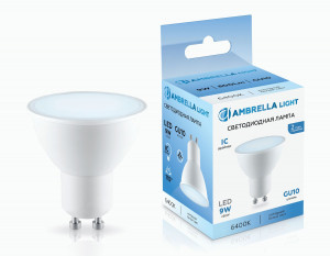 Ambrella лампа св/д MR16 GU10 9W(800lm) 6400K 6K 50х57 IC 180906