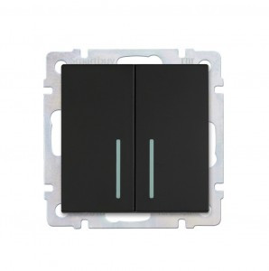 Smartbuy Нептун мех. выкл. СУ проходной 2-клавишный с индикатором 10А черный  (SBE-05b-10-SW22-1)