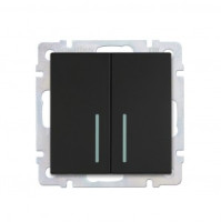 Smartbuy Нептун мех. выкл. СУ проходной 2-клавишный с индикатором 10А черный  (SBE-05b-10-SW22-1)