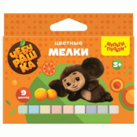 Мелки цветные Мульти-Пульти &quot;Чебурашка&quot;, 9цв., картонная коробка, европодвес Арт.357212