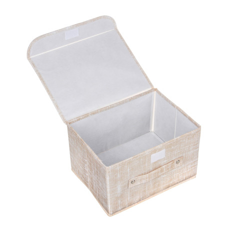 Кофр для хранения с крышкой тм VETTA ЛЁН, полиэстер, 38х24х24см, бежевый