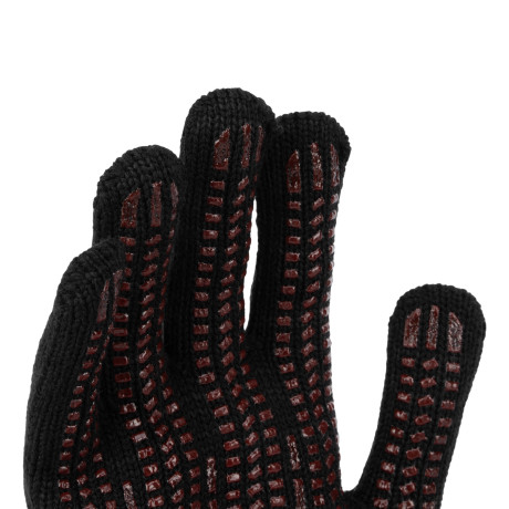 Перчатки трикотажные, акрил, усиленные, ПВХ-гель Протектор, цвет: чёрный, 10 класс Сибртех