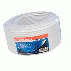 Кабель RG-6 75 Ом Signal Proline (1.02 жила сталь/медь,48x0.12 оплетка алюм) бухта100 м,белый,метрир