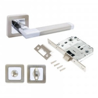 Комплект для двери АЛЛЮР АРТ ВЕНСАН SN/CP+L7050S SN+BK-S1 SN/CP мат ник/хр(ручка и защ с фикс)бл(20)