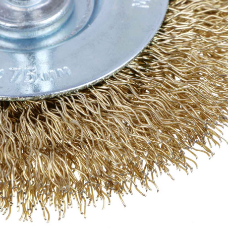 ЕРМАК PROFI Щетка дисковая для дрели, витая латунированная стальная проволока 0,3мм, 75мм