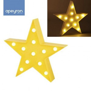 APEYRON св-к св/д ночник "Звезда" 3W(250lm) (2xR6) 270x270x27 желтый 12-24 12-24