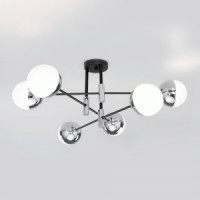 Eurosvet люстра E27 6x60W 800х0х330 металл белый/хром Nuvola 70129/6 a057081