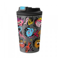 Термостакан с клапаном и декором 350мл &quot;СМЕШАРИКИ&quot; серый 431335611 Бытпласт