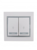 Lezard Мира выкл. СУ 2 кл. 10А (проходн.) бел. с серой вставкой (корпус PC) 701-0215-106