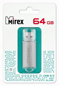 Флэш-диск USB 64 ГБ  Mirex UNIT SILVER 64GB (ecopack)