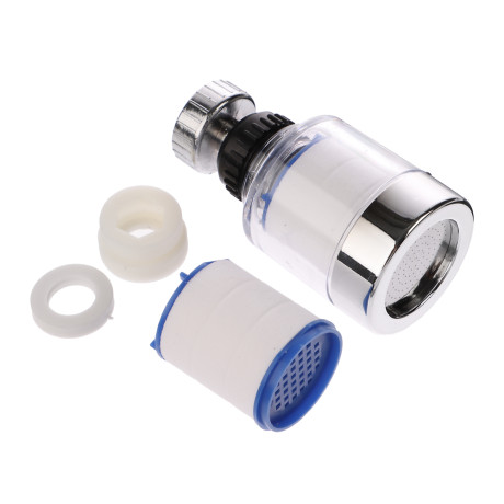 Аэратор-насадка для смесителя, с фильтром, пластик, прозрачный/хром
