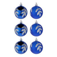 СНОУ БУМ Набор шаров 6 см, 6 шт, синий, пластик, глиттер, 26-133