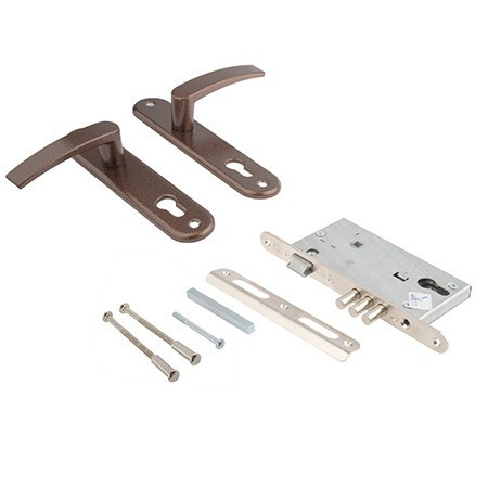 Замок врез ЗВ4-3-СП11.РФ7 б/цил.! с ручками (медь) 85мм Рязань \12