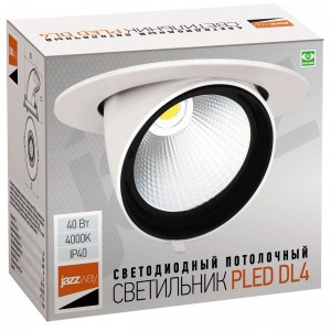 Jazzway св-к встр св/д даунлайт 40W(3500Lm24°) 4000K 4K поворот.белый 160x120 IP40 PLED DL4 .5021921