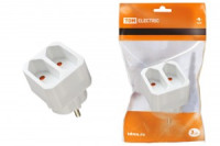 TDM разветвитель (тройник) 2роз. 2,5 А под плоскую вилку, земля белый SQ1806-0206