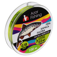 AZOR FISHING Леска &quot;Лещ, Карась, Плотва&quot;, нейлон, 100м, 0,18мм, 5,0кг, зеленая