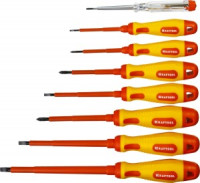 Набор KRAFTOOL &quot;PROFI&quot; X-Drive: Высоковольтные отвертки, SL: 2,5, 4, 5,5, 6,5, PH: № 0, 1, 2, пробни