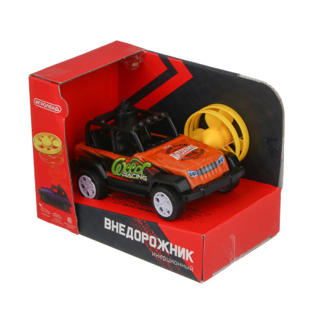 ИГРОЛЕНД Внедорожник инерционный с волчками, металл, 15х11,1х9 см, 4 дизайна