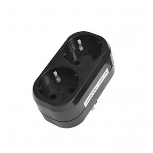 UNIVersal разветвитель (тройник) 2роз. 16А черный земля (АБС-пластик, линейный) РФ 1933