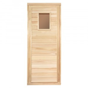 Дверь деревянная стекло 4 мм 20,2кг/1,7х0,7м липа/короб липа 34021 Банные штучки