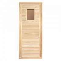 Дверь деревянная стекло 4 мм 20,2кг/1,7х0,7м липа/короб липа 34021 Банные штучки