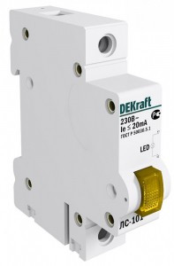 DEKraft лампа сигнальная светодиодная ЛС-101 DIN 1П желтый 220В 18008DEK (12!)