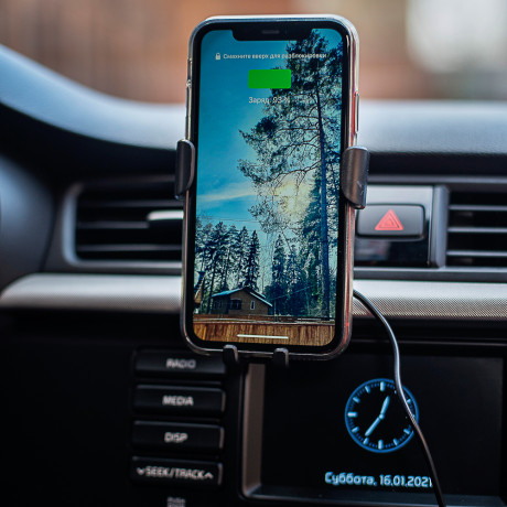 NG Держатель телефона на дефлектор с беспроводной зарядкой, 10W, 2А, пластик