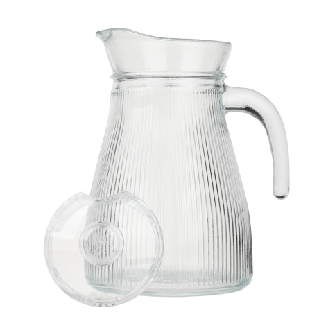 MILLIMI Кувшин для воды 1.2 л, стекло, крышка пластик, рифленый
