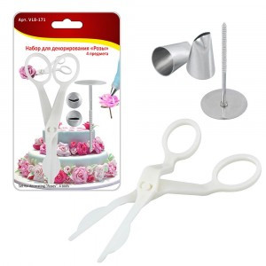 Набор д/декор. "Розы", 4 предм/уп, цена за уп (кратность 6шт!!!), пласт,нерж.сталь VL8-171 Мультидом