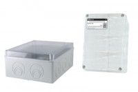 TDM коробка распред. ОУ 240х195х90мм, пр. крышка, IP55 мон. плата, каб. ввод. d28-3шт d37-2 SQ1401-1