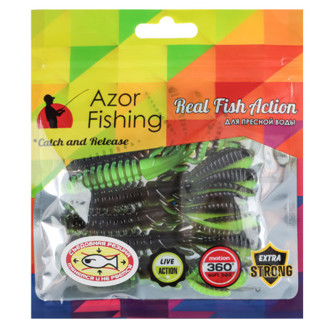 AZOR FISHING Набор силиконовых приманок "Кальмар" плавающая, съедобная, 75мм, 5шт, 5 цветов