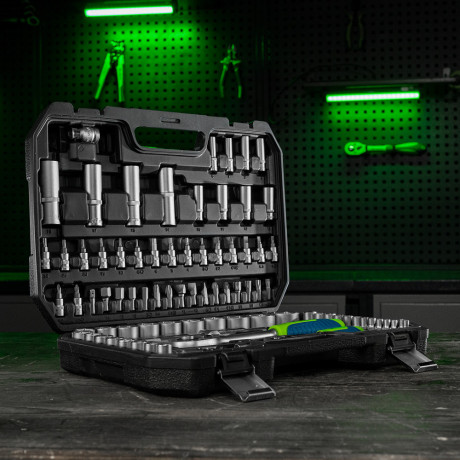 Набор инструментов, 1/2", 1/4", пластиковый кейс, 94 предмета// Сибртех