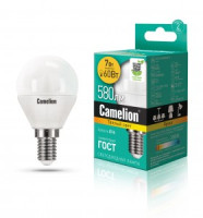 Camelion Шар G45 E14 7W(580lm 220°) 3000K 2K матов. 85x45 пластик LED7-G45/830/E14