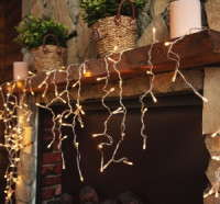 Гирлянда-бахрома ULD-B3010-200/DTA 200LED тепл.бел. 3м/32нит, макс 70см, 8 реж. пров прозр.9W, Uniel