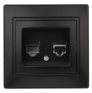 ЭРА Intro Plano роз. телефонная RJ11,  СУ, антрацит 1-302-05, 5742