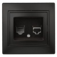 ЭРА Intro Plano роз. телефонная RJ11,  СУ, антрацит 1-302-05, 5742