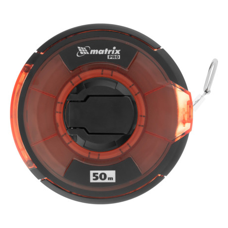 Рулетка геодезическая 50 м х 12,5 мм, закрытый корпус, стальная лента, односторонняя шкала, Pro Matrix