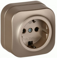 IEK GLORY роз. ОУ 1 мест. 16А (земля) РС20-3-ХШм шампань мат. ERH11-K37M-16