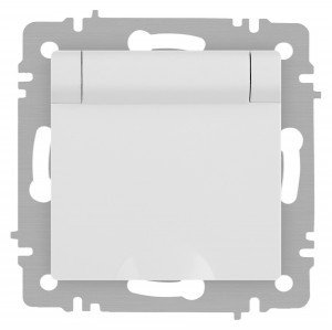 ЭРА Intro Accent мех. роз. СУ 1 мест. (земля, крышка), 16А 250В, белый матовый 6-203-01М