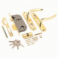 АЛЛЮР 132/1 GР латунь 5кл М/О расстояние 70мм 1-ригель Замок врезной с/руч (12)